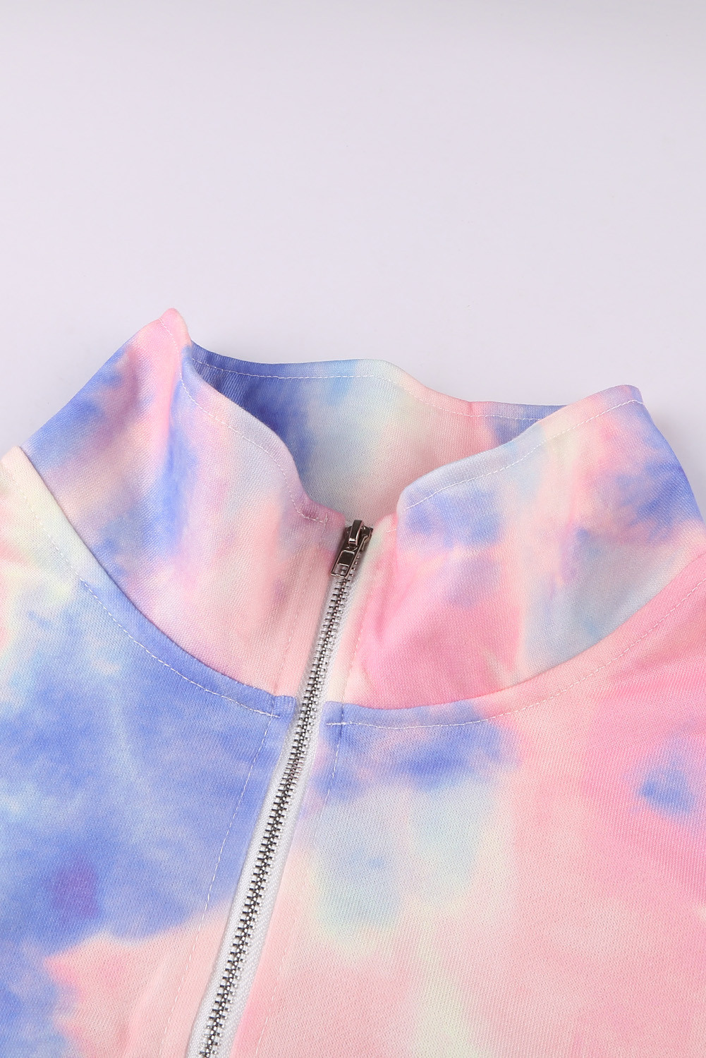 Download ¥ 45.4 - Pink Cotton Tie-dye Mock Neck Zip Sweatshirt ...